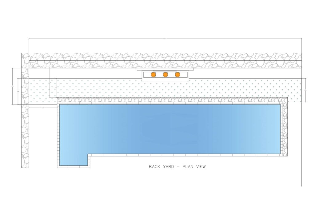 Technical 2D landscape master plan for Villa at Embassy Villa showing spatial zoning and circulation.